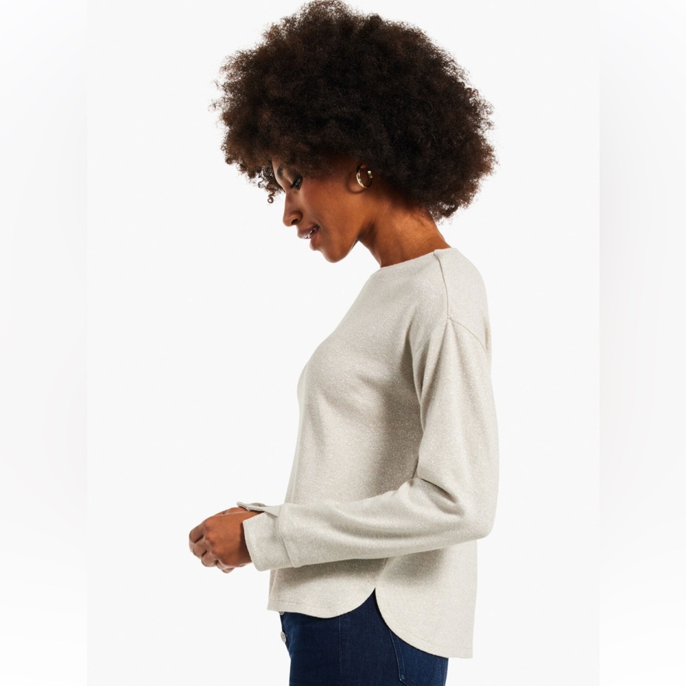Nic+Zoe everyday sparkle top sweater neutral gold mix XL EUC